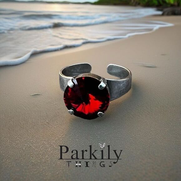 Handcrafted Sparkly Ring Made with Swarovski Crystal Adjustable Fit - Picture 1 of 5